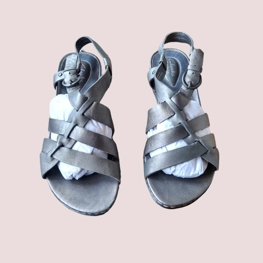 Clarks Artisan Platinum Leather Active Air Sandals